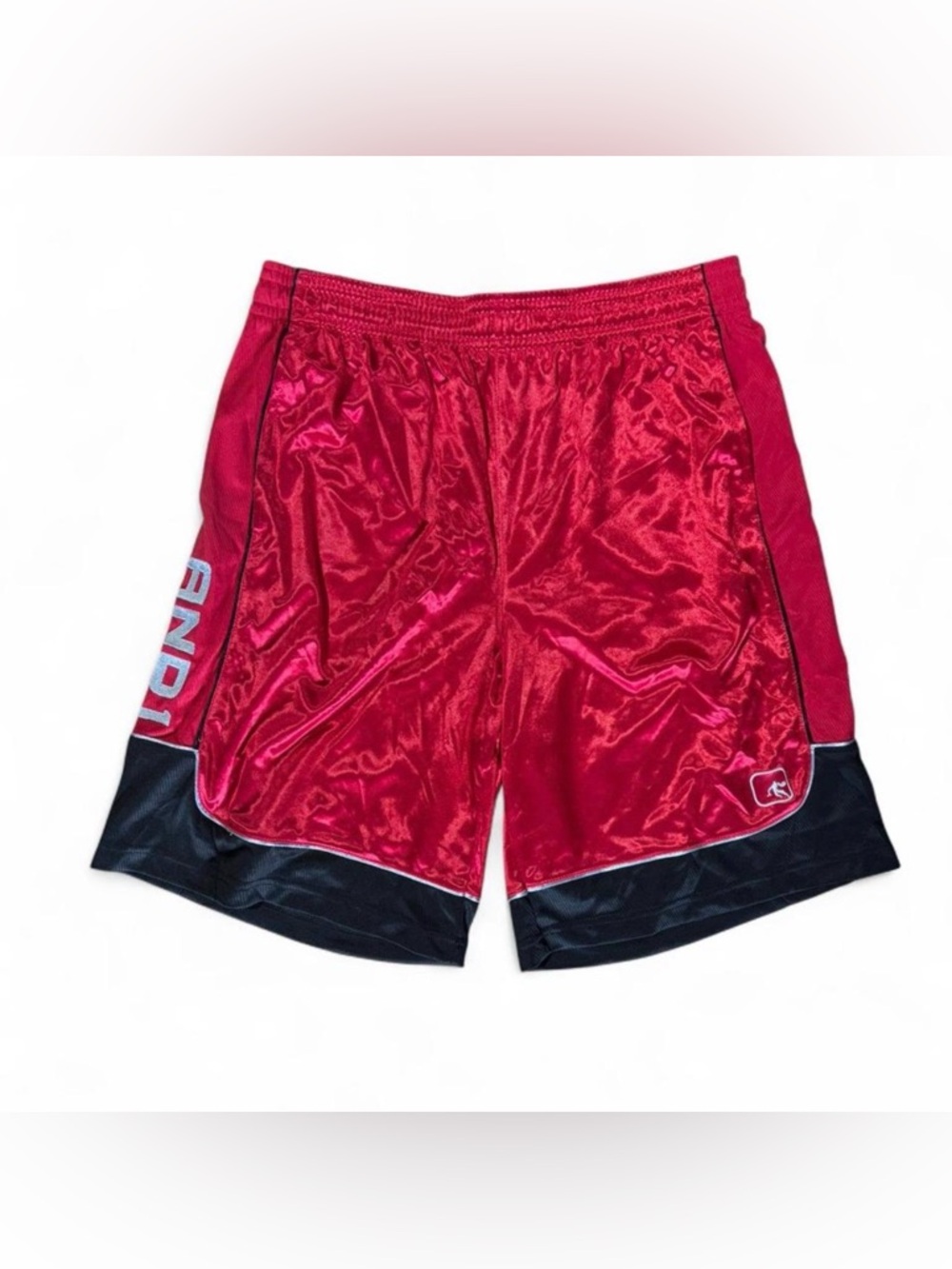 Men's And1 Red Athletic Basketball Shorts with Black Trim